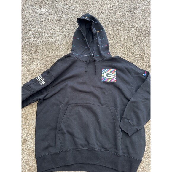 NWOT Women’s Nike Green Bay Packers Crucial Catch Hoodie Black L Oversized Fit - Picture 1 of 7